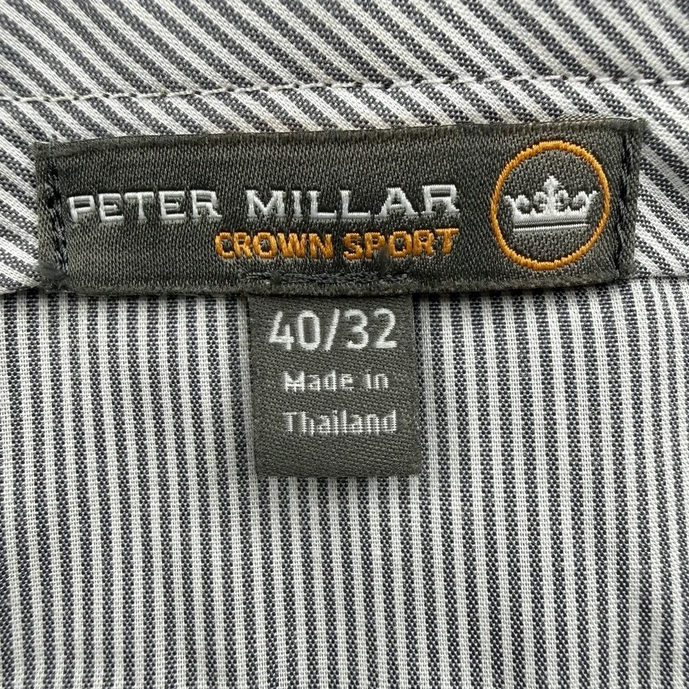 Peter Millar Crown Sport Golf Pants Mens 40x28 Gray Performance Stretch Flat‎